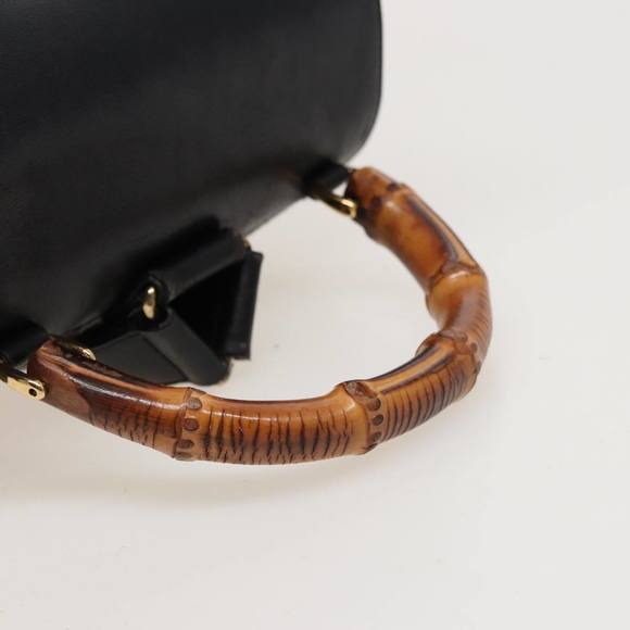 GUCCI Bamboo Backpack Leather Black 003 2058 0016 Auth 76392 - Picture 7 of 16
